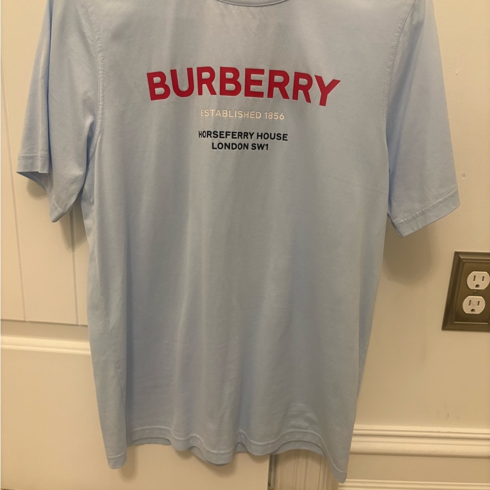 Burberry Light Blue Tee with Red Logo